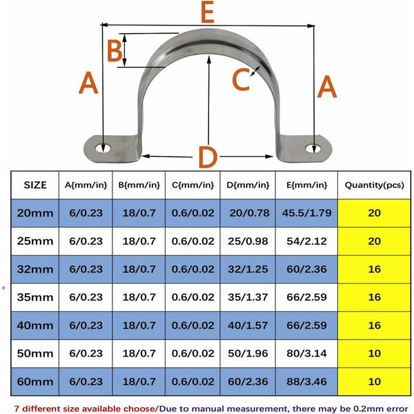 25Mm Stainless Steel 304 Hose Clamp U Type Pipe 20 Pcs Tube Coupling Hoop Wholesale Connectors Valves & Accessories