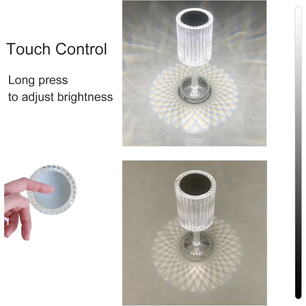 Crystal Led Table Lamp Rechargeable Cordless Touch Dimming Bedside For Living Room Hotel Bedroom Lamps