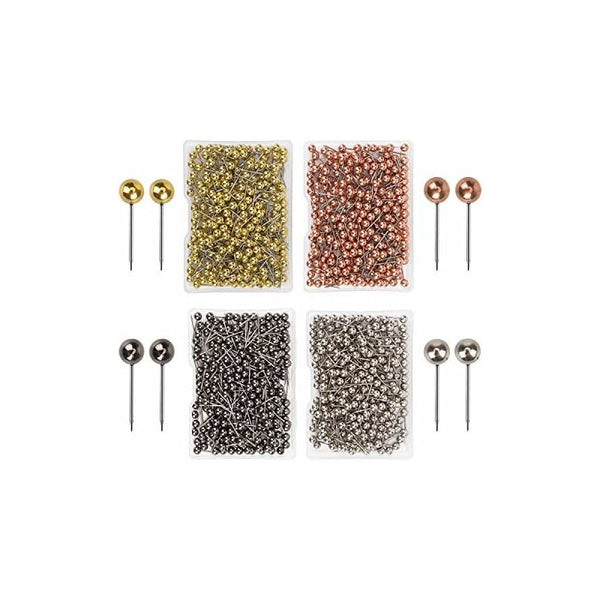 1000 Pieces Push Map Thumbtacks For Cork Board Fabric Marking 1/8 Inch Round Metal Head Pins