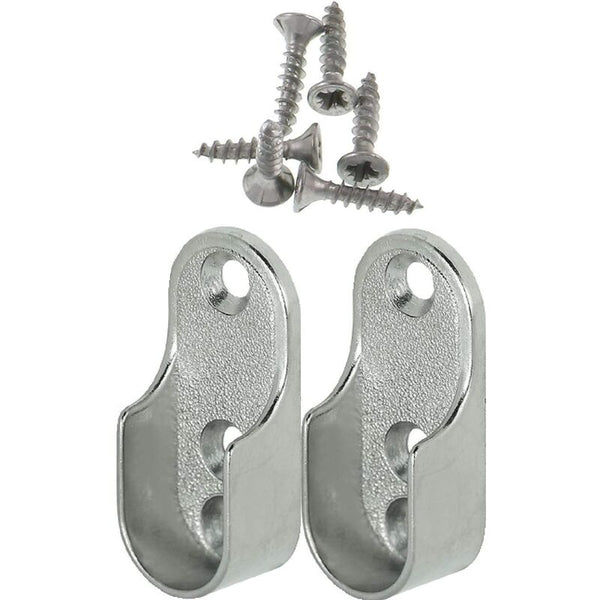 Oval Furniture Rail Hanger 2 Pieces Wardrobe Tube Bracket For Bar Nickel Plated Steel Rod Fixing Metal Hooks & Hangers