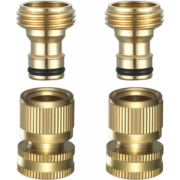 Garden Hose Quick Connect Connectors Solid Brass Water 3/4" Ght 2 Sets Connectors Valves & Accessories