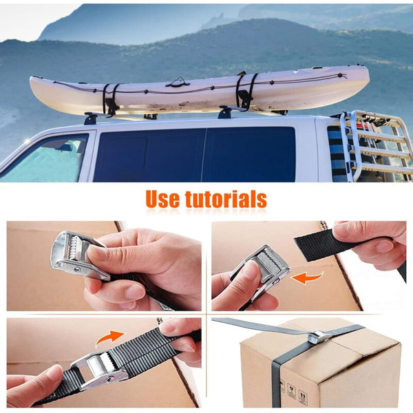 10M Tie Down Strap 4 Pcs Ratchet With Zinc Alloy Buckle For Motorcycle/Car/Bike Carrier/Luggage/Moving Securing Tie Downs & Straps