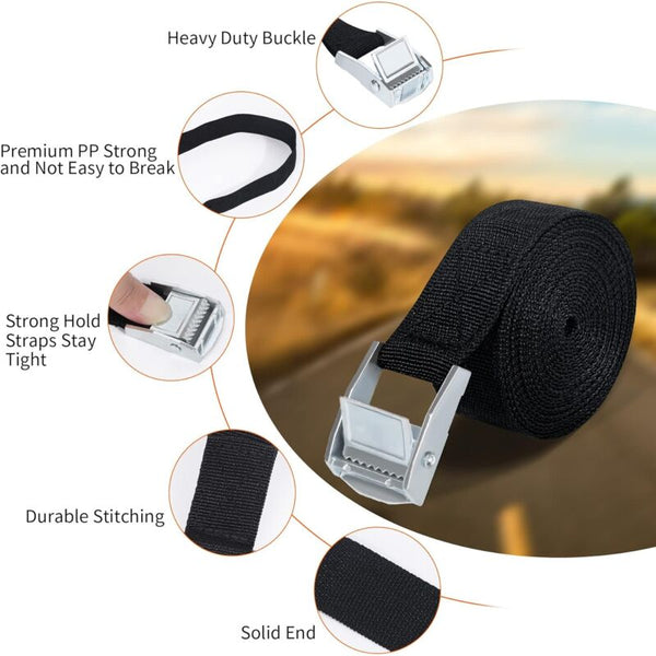 10M Tie Down Strap 4 Pcs Ratchet With Zinc Alloy Buckle For Motorcycle/Car/Bike Carrier/Luggage/Moving Securing Tie Downs & Straps