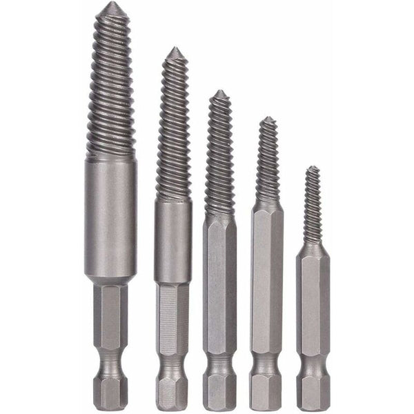 5Pc Broken Screw Extractor Set Hex Shank Damaged Bolt Removal Tool Drill Bits