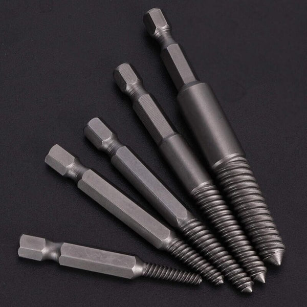 5Pc Broken Screw Extractor Set Hex Shank Damaged Bolt Removal Tool Drill Bits
