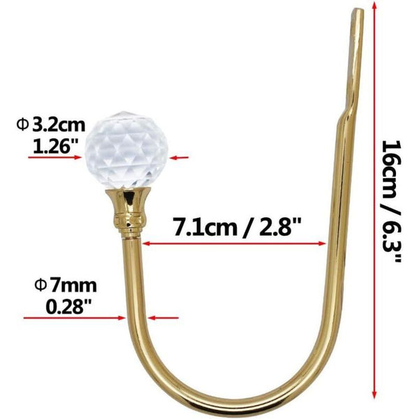 Curtain Tiebacks Wall Hooks U Metal Metallic 2 Pack (Small Gold) Curtain Poles & Accessories