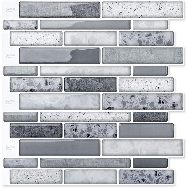10 Pieces Adhesive Wall Tiles Vinyl Kitchen Backsplash Marble Stickers 30 X 30Cm Grey Wall Stickers