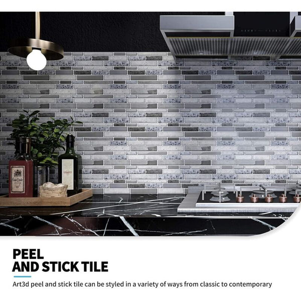 10 Pieces Adhesive Wall Tiles Vinyl Kitchen Backsplash Marble Stickers 30 X 30Cm Grey Wall Stickers