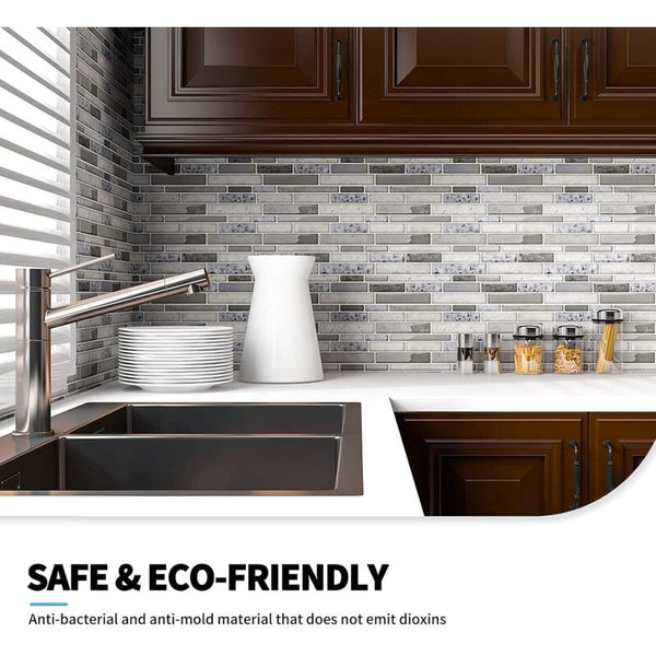 10 Pieces Adhesive Wall Tiles Vinyl Kitchen Backsplash Marble Stickers 30 X 30Cm Grey Wall Stickers