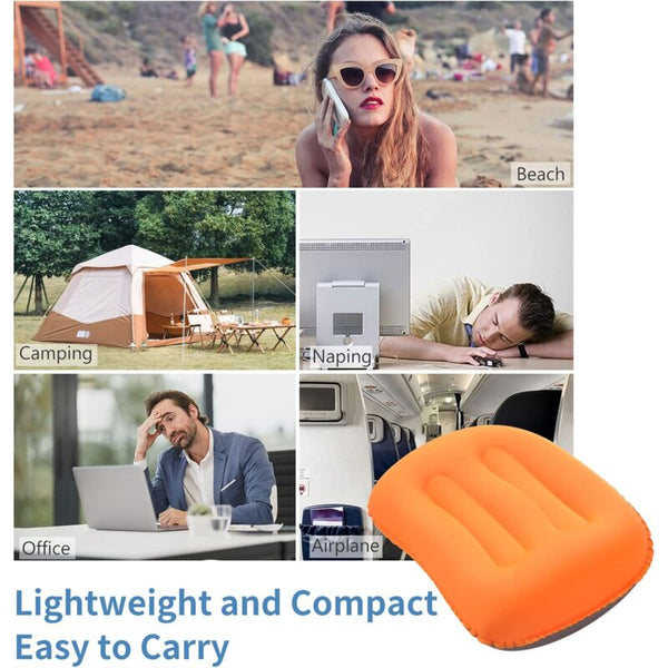 Inflatable Camping Orange 2 Pack Compact And Ultralight Beach For Travel Hiking Mountaineering Pillows
