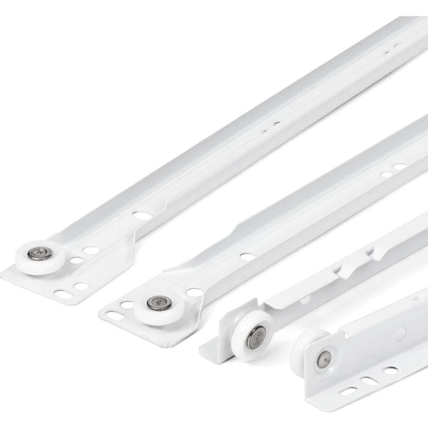 14 Inch Drawer Slides 2 Pack (1 Pair) White Full Extension Rails Easy Assembly Kit Cabinet Pulls