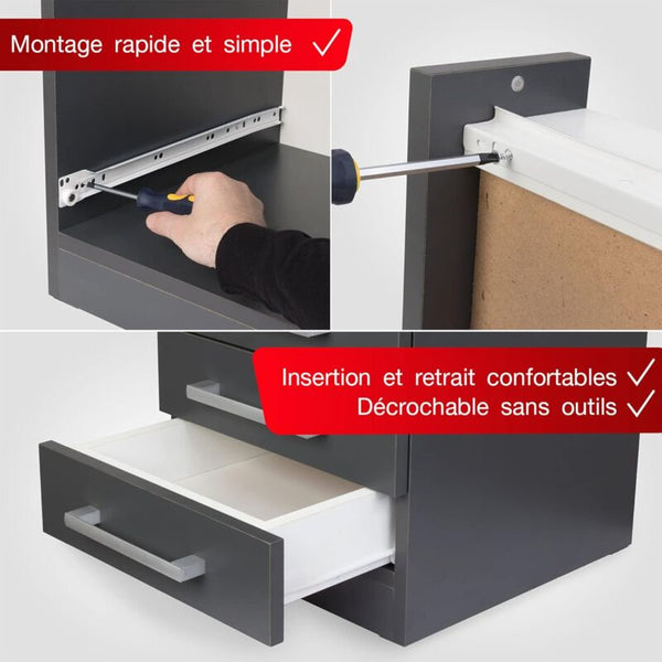 14 Inch Drawer Slides 2 Pack (1 Pair) White Full Extension Rails Easy Assembly Kit Cabinet Pulls
