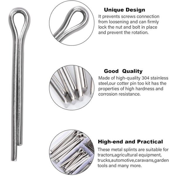 230 Pcs Stainless Steel Cotter Pins Assortment Kit M1 M5 With Storage Box Hand Tool Accessories