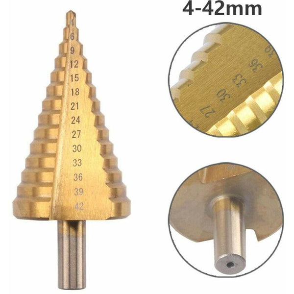 Step Cone Drill Bit 4 42Mm 14 Sizes High Speed Steel Round Shank Hole Cutter Tool Drill Bits