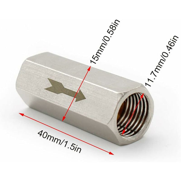 2 Pcs 1/4" Check Valve Hexagonal Air One Way For Boiler Pressure Tank Mirrors