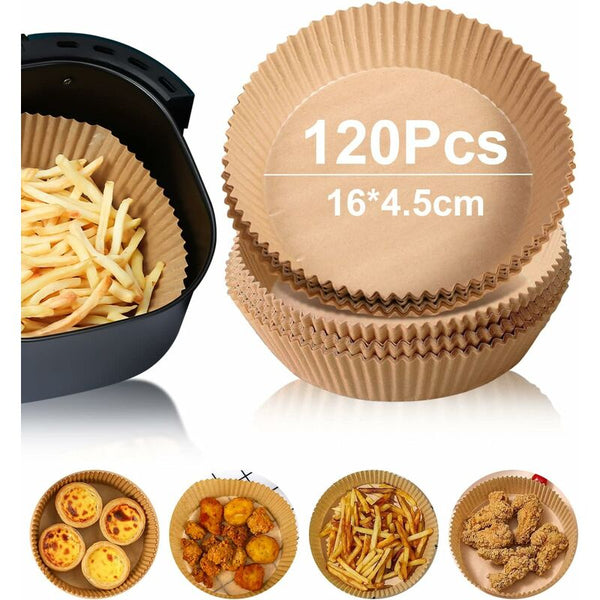 120 Pack Round Air Fryer Parchment Paper Liners 16Cm Diameter Air Fryer Accessories
