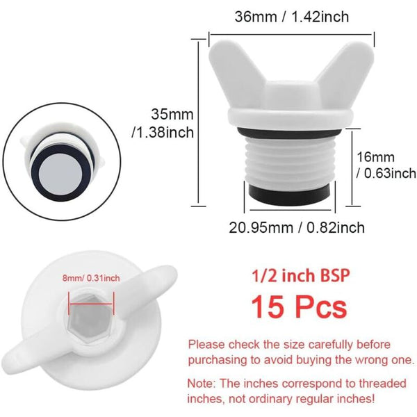 15 Pcs 1/2" Male Hex Pipe Plug For Plumbing & Irrigation Connectors Valves & Accessories