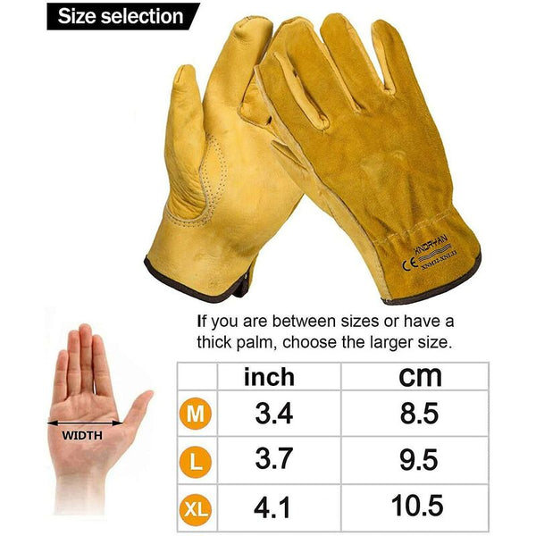 Cowhide For Drivers Diy Gardening Storage Farm Multifunctional (Xl Yellow) Work Gloves