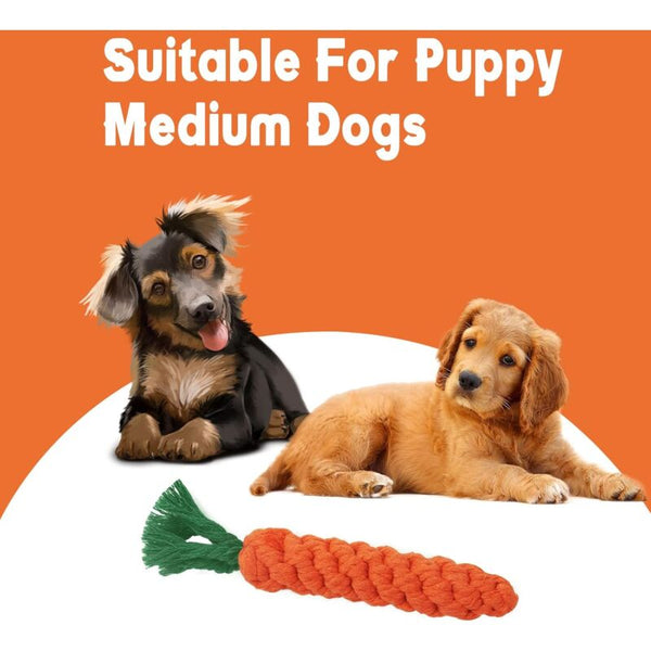 2 Pcs Carrot Dog Chew Toys Braided Rope Durable Cotton For Small Dog Toys