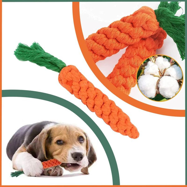 2 Pcs Carrot Dog Chew Toys Braided Rope Durable Cotton For Small Dog Toys
