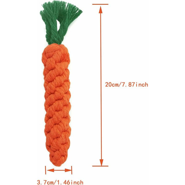 2 Pcs Carrot Dog Chew Toys Braided Rope Durable Cotton For Small Dog Toys