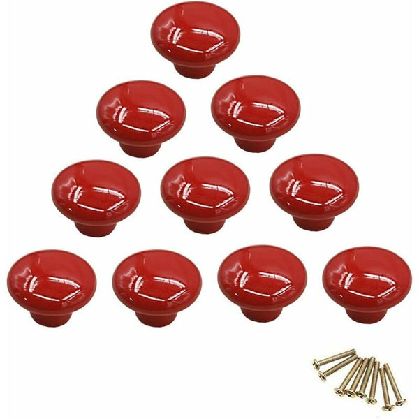 10 Pack Red Ceramic Drawer Pulls And Knobs For Kids Room Furniture Handles Cabinet Pulls