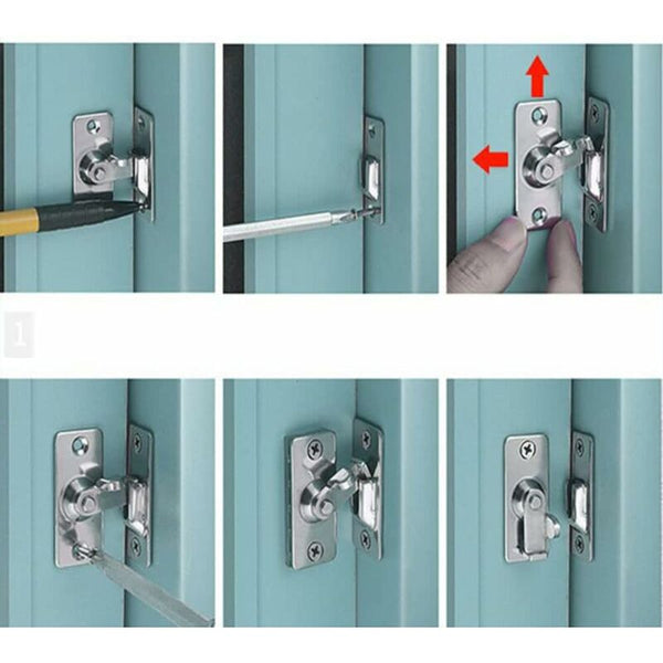 90 Degree Stainless Steel Right Angle Door Lock For Doors Windows Fences Silver Door Locks & Lock Mechanisms