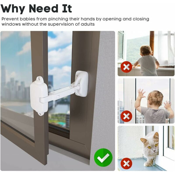 Child Safety Limiter For Baby Locks Toddlers And Pets (White) Other Window Accessories