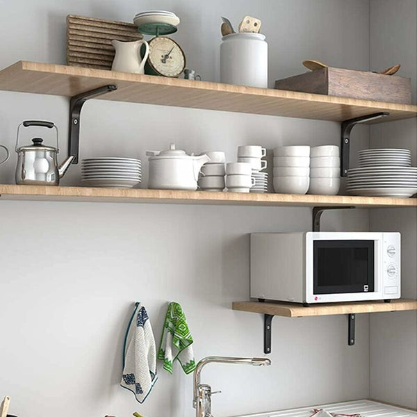 Wall Shelf Bracket Matte Black Metal Support For Kitchen Decor Heavy Duty 100Mm X 4Pcs Braces & Brackets