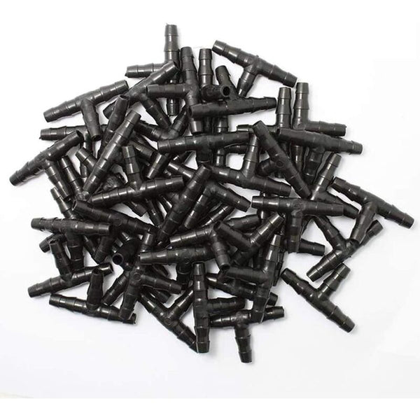 100 Pcs Barbed Connectors Drip Irrigation4/7Mm Universal Tee Uitable For Watering Garden Hoses