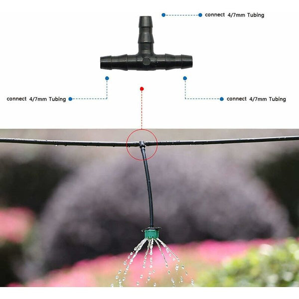 100 Pcs Barbed Connectors Drip Irrigation4/7Mm Universal Tee Uitable For Watering Garden Hoses