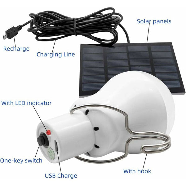 Solar Light Led Bulb Powered With Panel For Garden Patio Indoor Outdoor Hiking Camping Tent Outdoor Lighting Accessories
