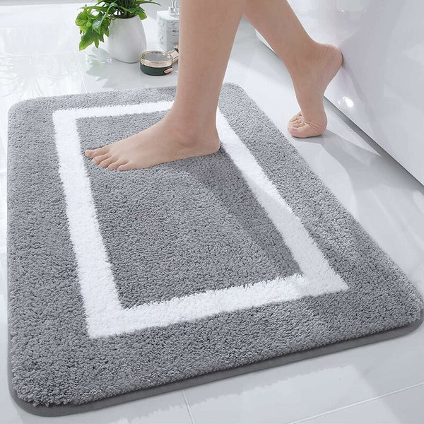Grey Microfiber Non Slip Bath Mat Soft & Absorbent Machine Washable 40X60cm Bath Mats Rugs & Toilet Covers