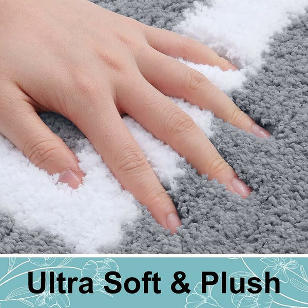 Grey Microfiber Non Slip Bath Mat Soft & Absorbent Machine Washable 40X60cm Bath Mats Rugs & Toilet Covers