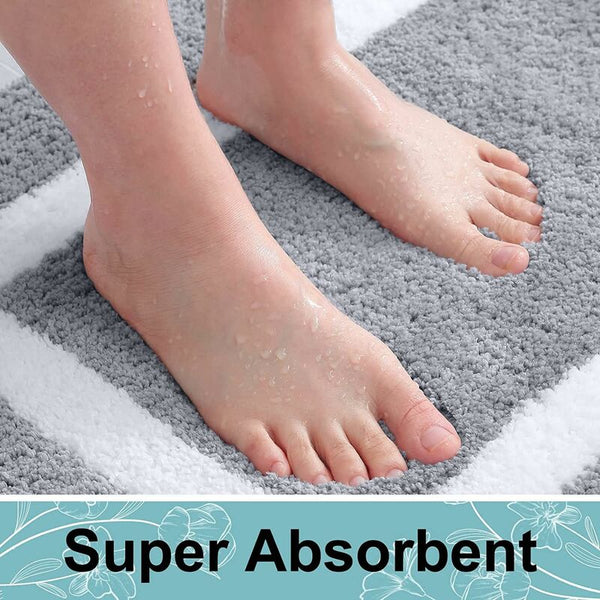 Grey Microfiber Non Slip Bath Mat Soft & Absorbent Machine Washable 40X60cm Bath Mats Rugs & Toilet Covers
