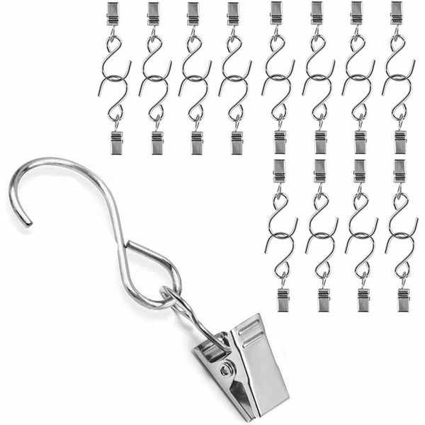 25 Pcs Metal Curtain Hooks Hanging Clips For Lights And Home Decor Curtain Poles & Accessories