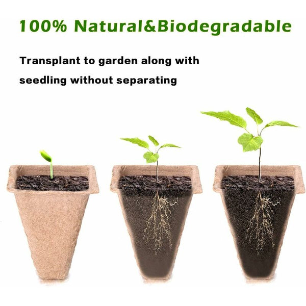 10 Pack Peat Pots 100 Cells Biodegradable Seedling Starter Kit For Indoor Outdoor Includes Plastic Plant Labels Baskets Pots Window Boxes