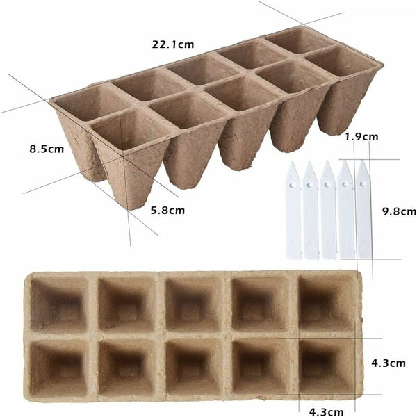 10 Pack Peat Pots 100 Cells Biodegradable Seedling Starter Kit For Indoor Outdoor Includes Plastic Plant Labels Baskets Pots Window Boxes