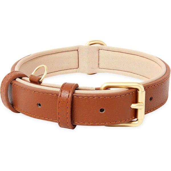 Leather Dog Collar Adjustable Soft Padded Cushion For Small Medium Or Large Dogs Brown Dog Collars