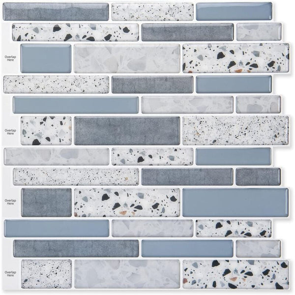 10 Pieces Adhesive Wall Tiles Vinyl Kitchen Backsplash Marble Stickers Blue 30 X 30Cm Floor & Wall Tiles