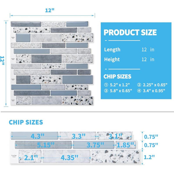 10 Pieces Adhesive Wall Tiles Vinyl Kitchen Backsplash Marble Stickers Blue 30 X 30Cm Floor & Wall Tiles
