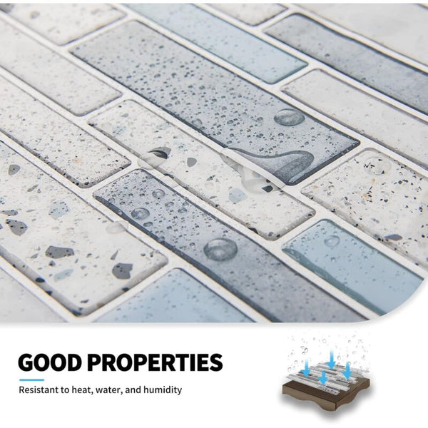 10 Pieces Adhesive Wall Tiles Vinyl Kitchen Backsplash Marble Stickers Blue 30 X 30Cm Floor & Wall Tiles