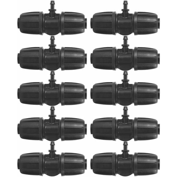 16Mm To 4/7 Garden Lock Barbed Tee Connectors 10 Pcs Set For Pe Hose Irrigation System Complete Drip Irrigation Kits