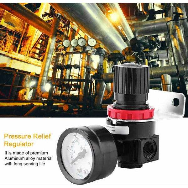 1 Pcs Air Pressure Regulator Ar2000 G1/4 Pneumatic Control Compressor With Gauge Other Pump Parts & Accessories