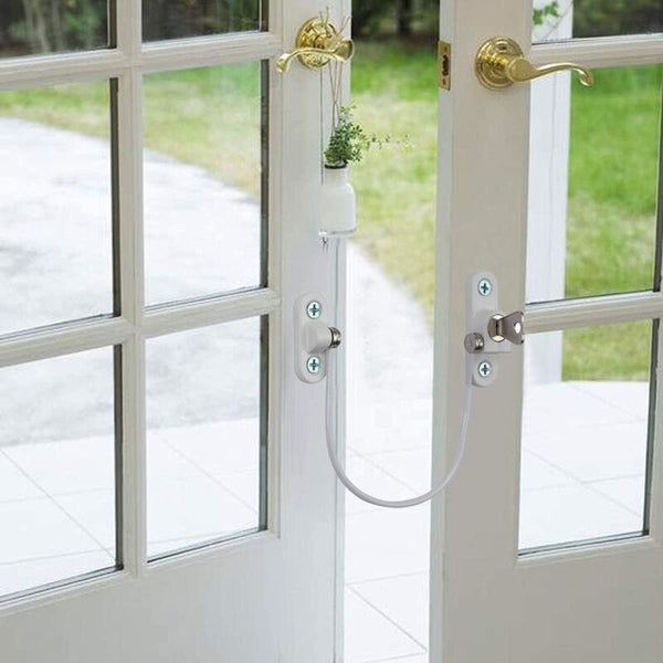 Security Lock Furniture Door Window 2 Pcs With Key White Cable Restrictor 190Mm Baby Child Safety Door Locks & Lock Mechanisms