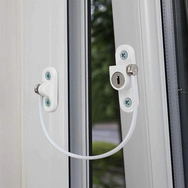Security Lock Furniture Door Window 2 Pcs With Key White Cable Restrictor 190Mm Baby Child Safety Door Locks & Lock Mechanisms