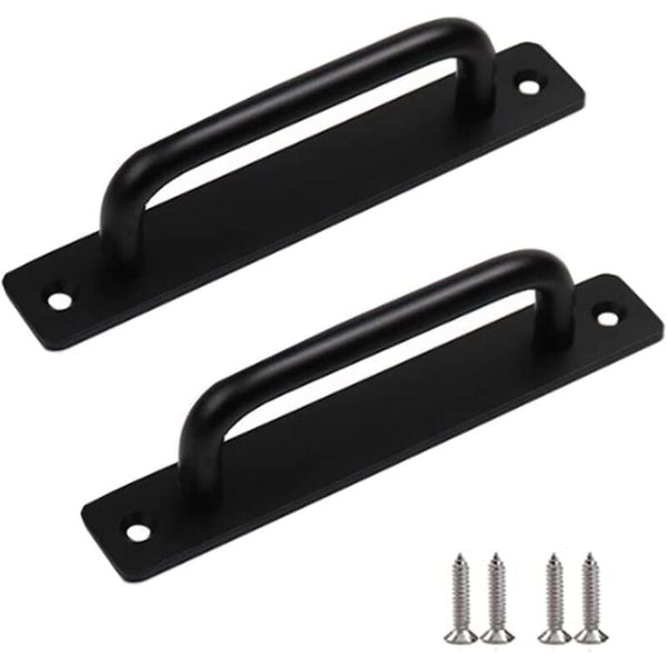 2 Pcs Heavy Duty Barn Door Handle Steel Sliding Pull Black Cast Iron Interior Exterior Barn Doors