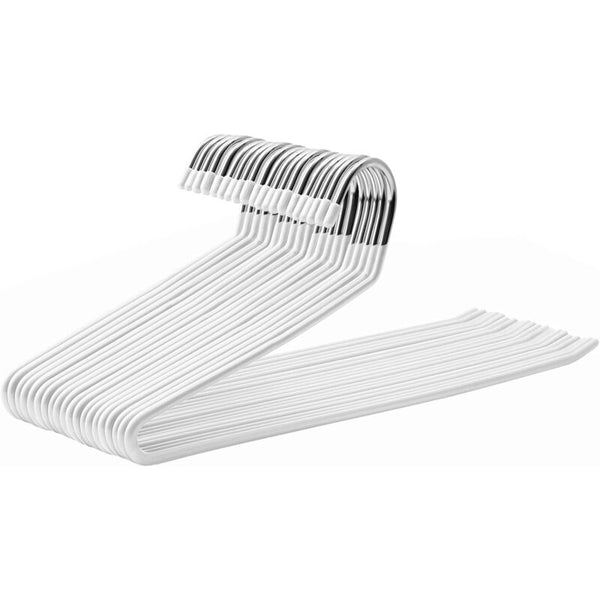 20 Pack Metal Trouser Hangers Open End Non Slip Coating Space Saving 35Cm Length White Clothes Hangers