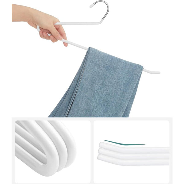 20 Pack Metal Trouser Hangers Open End Non Slip Coating Space Saving 35Cm Length White Clothes Hangers