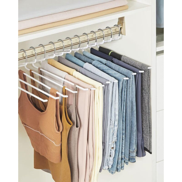 20 Pack Metal Trouser Hangers Open End Non Slip Coating Space Saving 35Cm Length White Clothes Hangers